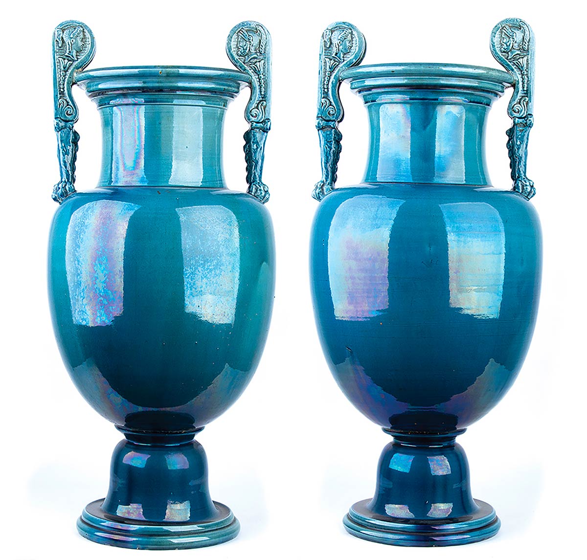 Vaso in ceramica Design Minton anfore gemelle del XX Secolo Opera d'arte esemplare - Robertaebasta® Art Gallery opere d’arte esclusive.